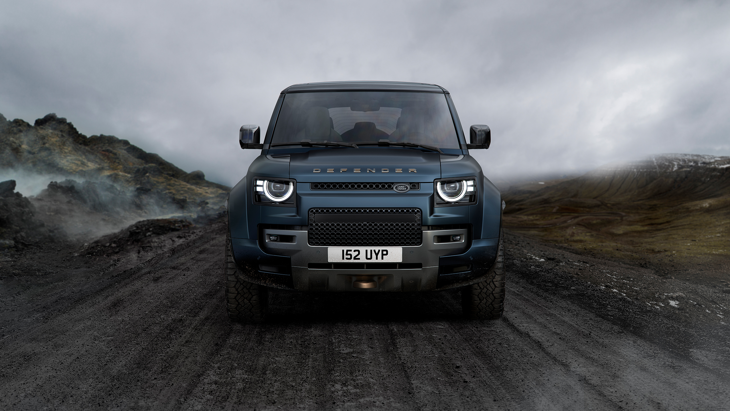 Defender is off roading in the mud