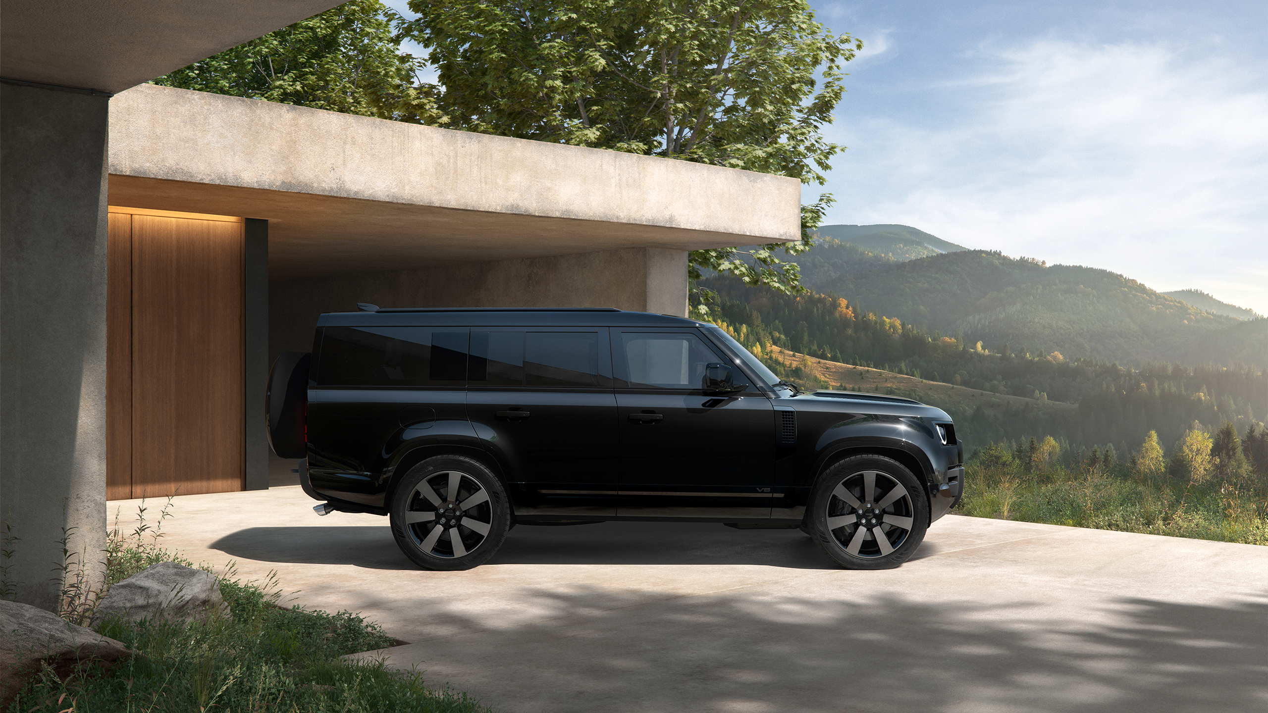 Defender parked